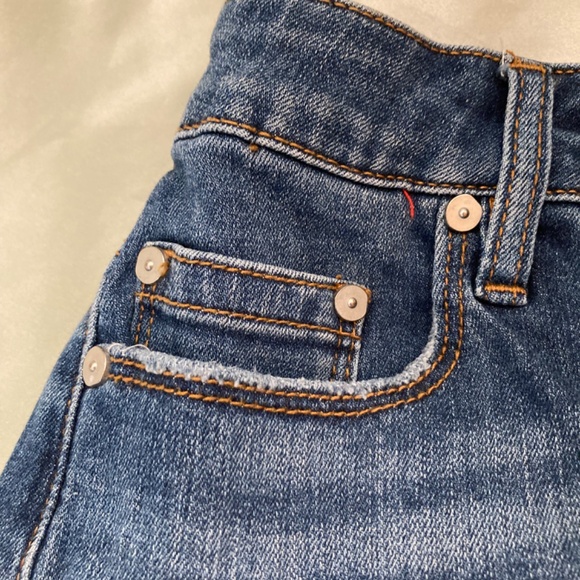 Indigo Rein Blue Denim Tiny High Waist Shorts Button Fly Juniors Size 00 EUC - Picture 6 of 14